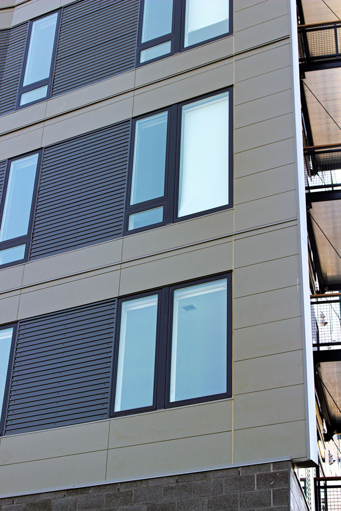 close up of exposed fastener panels